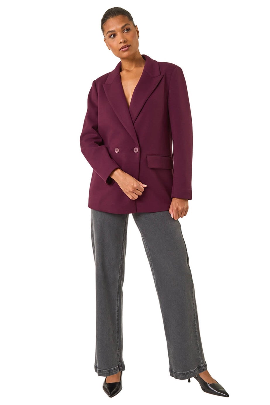 Roman Burgundy Premium Stretch Ponte Blazer