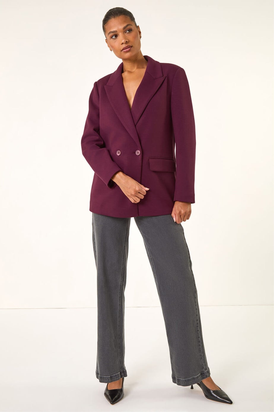 Roman Burgundy Premium Stretch Ponte Blazer