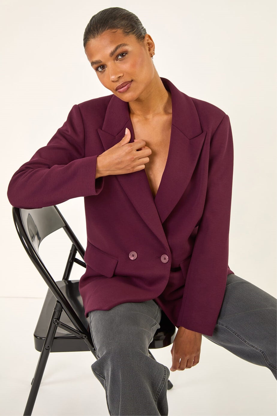 Roman Burgundy Premium Stretch Ponte Blazer