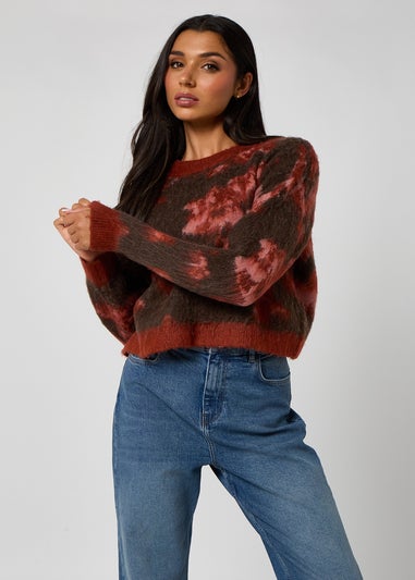 Urban Bliss Red Brushed Yarn Abstract Print Jumper