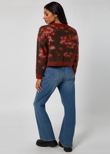 Urban Bliss Red Brushed Yarn Abstract Print Jumper