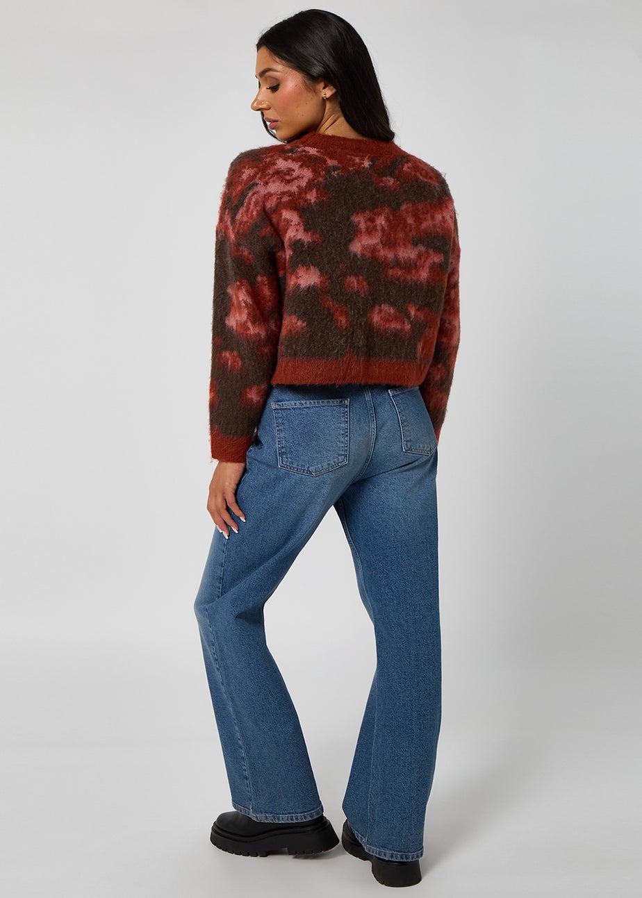 Urban Bliss Red Brushed Yarn Abstract Print Jumper