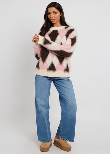 Urban Bliss Pink Argyle Wool-Blend Jumper