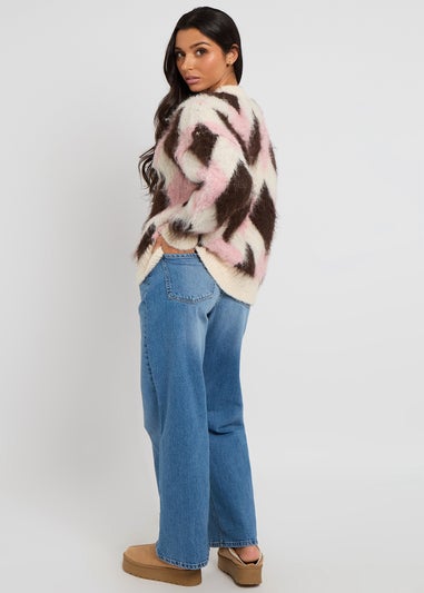 Urban Bliss Pink Argyle Wool-Blend Jumper