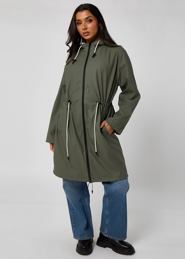 Urban Bliss Green Fishtail Rubberised Raincoat