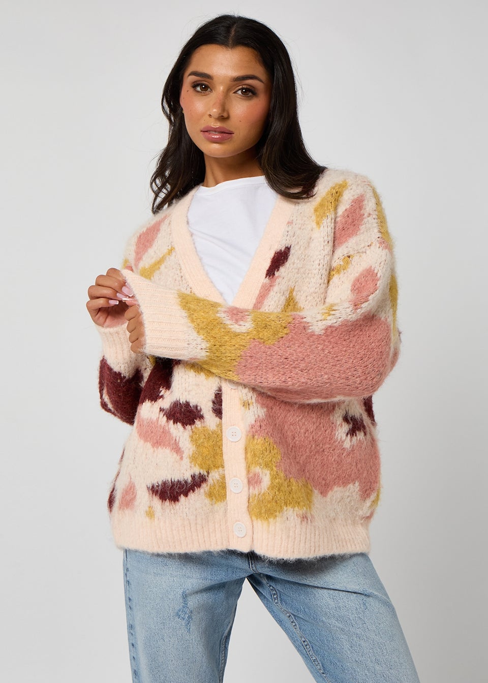 Urban Bliss Brown Floral Chunky Cardigan