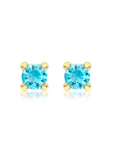 Golden Moments 9ct Yellow Gold Blue CZ December Birthstone Stud Earrings