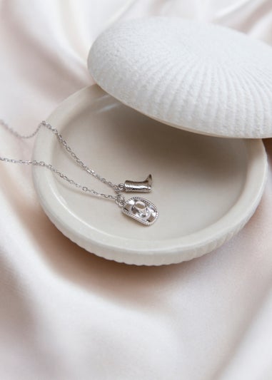 Golden Moments Sterling Silver Rhodium Plated Cowboy Boot and Hat Adjustable Necklace