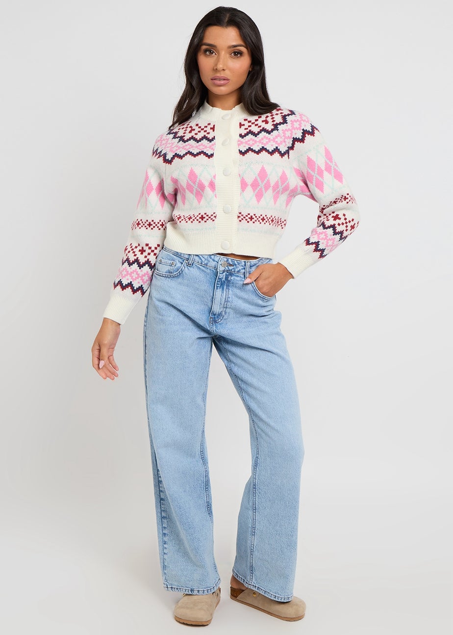 Urban Bliss Fairisle Cardigan With Covered Buttons