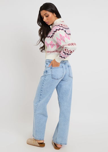 Urban Bliss Fairisle Cardigan With Covered Buttons