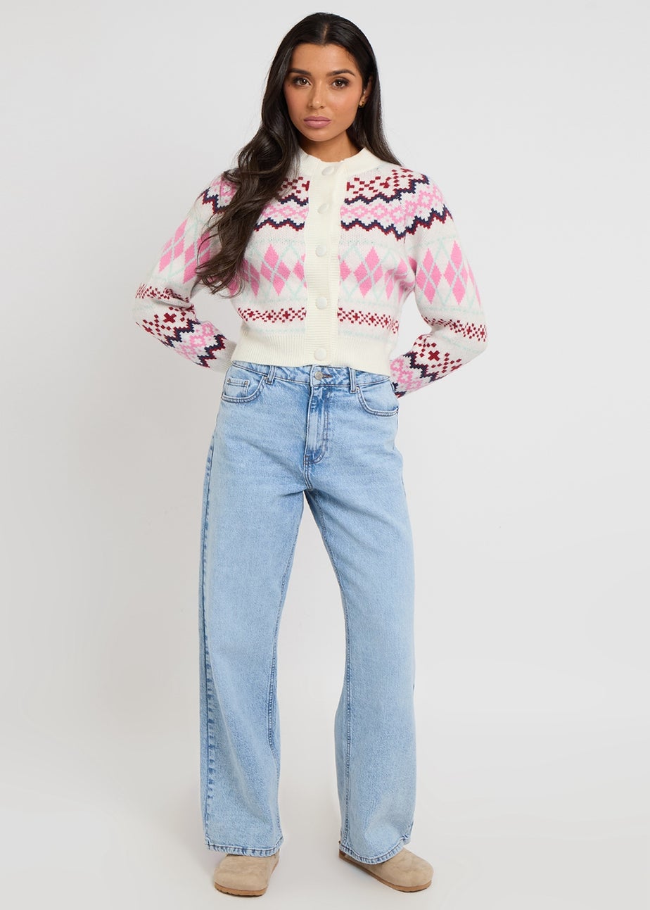 Urban Bliss Fairisle Cardigan With Covered Buttons