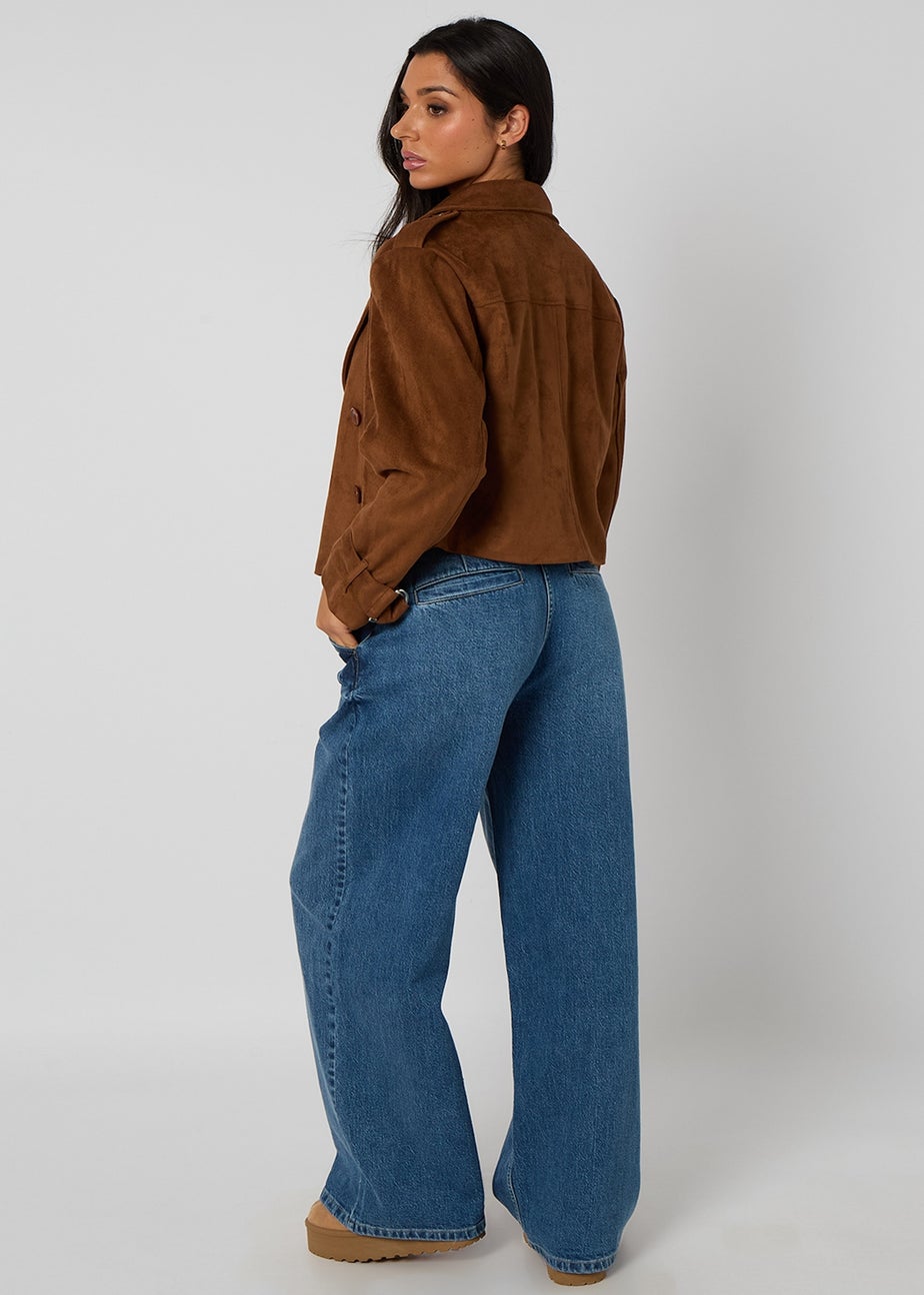 Urban Bliss Brown Cropped Suede Trench