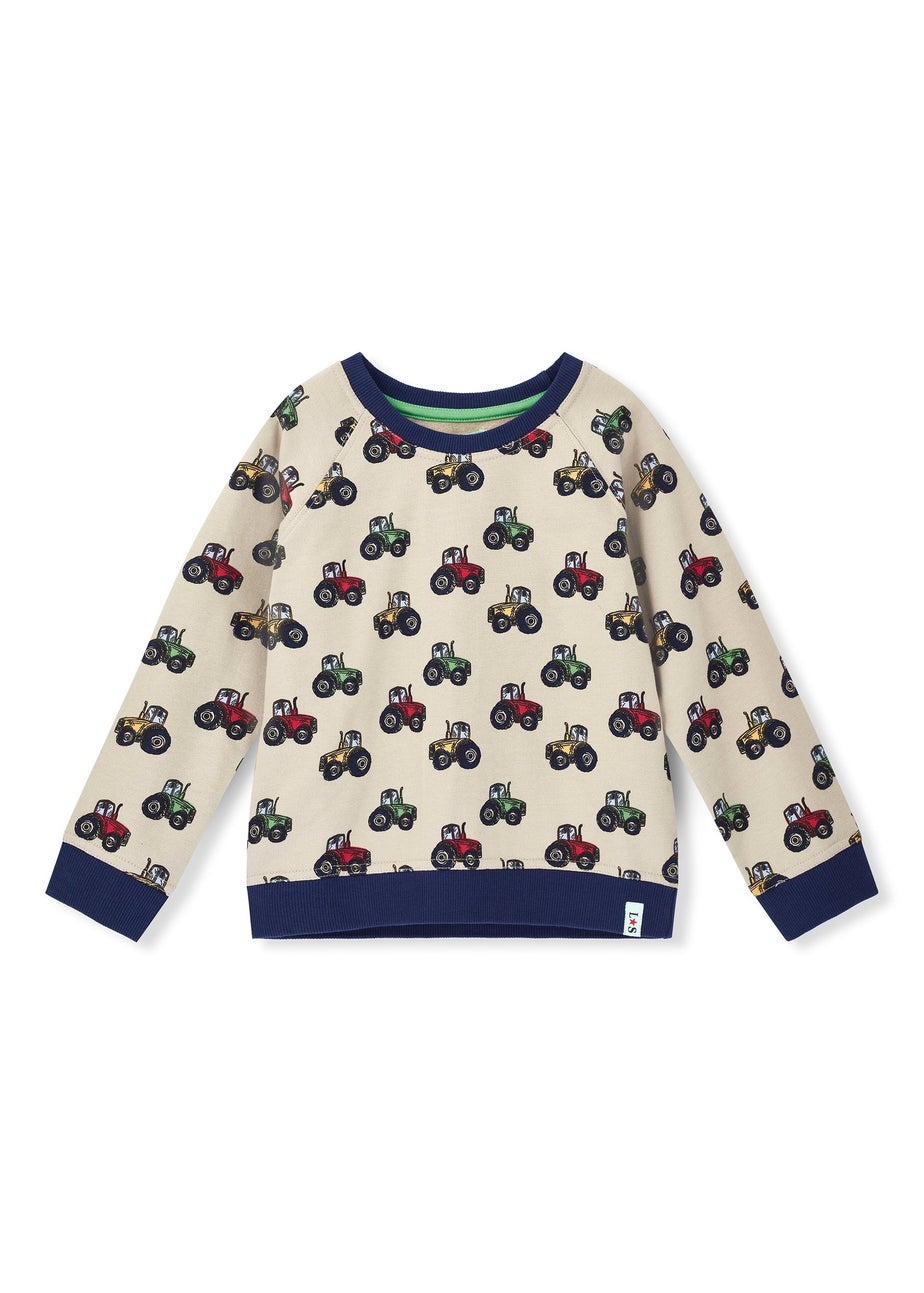 Lilly & Sid Organic Cotton Multi Tractor Print Sweatshirt (0-5 Years)