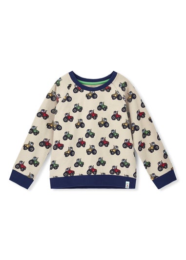 Lilly & Sid Organic Cotton Multi Tractor Print Sweatshirt (0-5 Years)