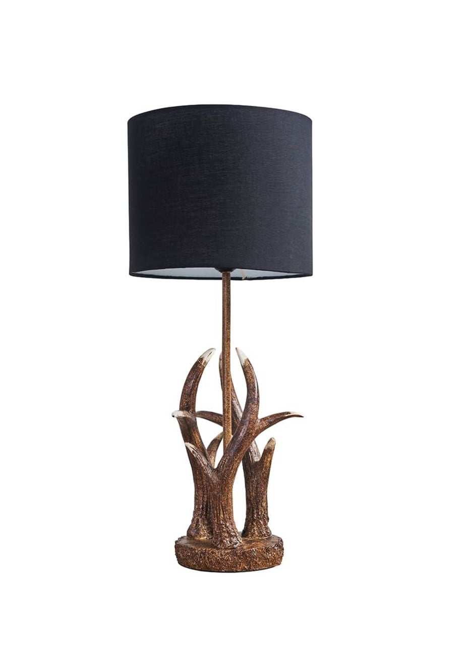 ValueLights Caribou Antler Natural Table Lamp with Black Shade