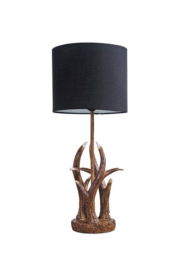 ValueLights Caribou Antler Natural Table Lamp with Black Shade