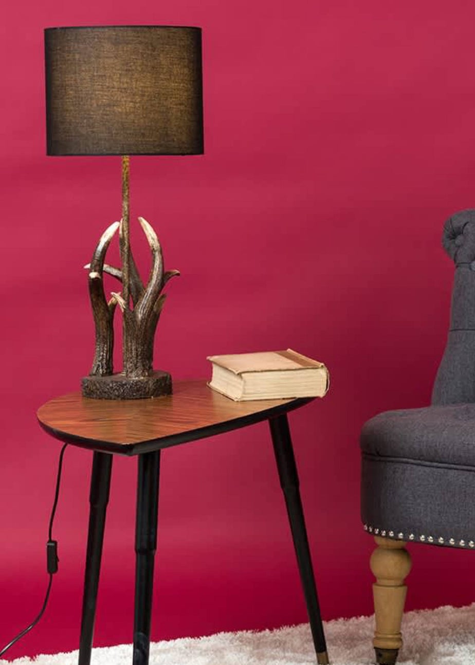 ValueLights Caribou Antler Natural Table Lamp with Black Shade