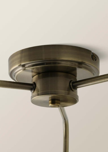 ValueLights Susie 3 Arm Antique Brass Glass Lantern Ceiling Light