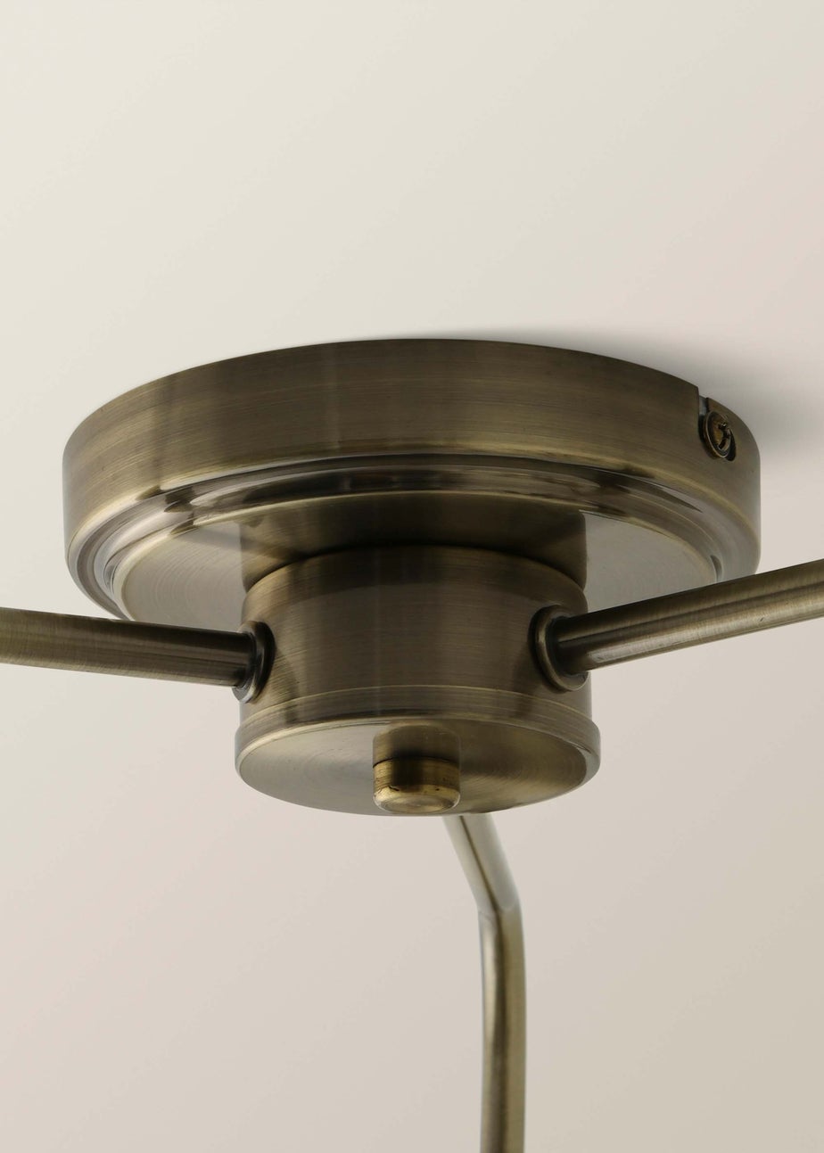 ValueLights Susie 3 Arm Antique Brass Glass Lantern Ceiling Light