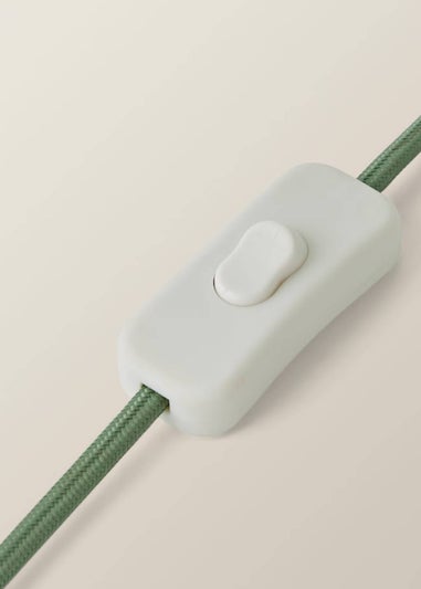 ValueLights Taffy Green Stripe Glass Table Lamp with Sage Scallop Shade