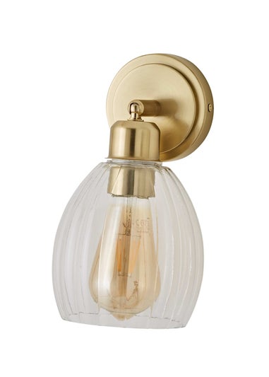 ValueLights Cheltenham Gold Adjustable Wall Spotlight Ribbed Shade