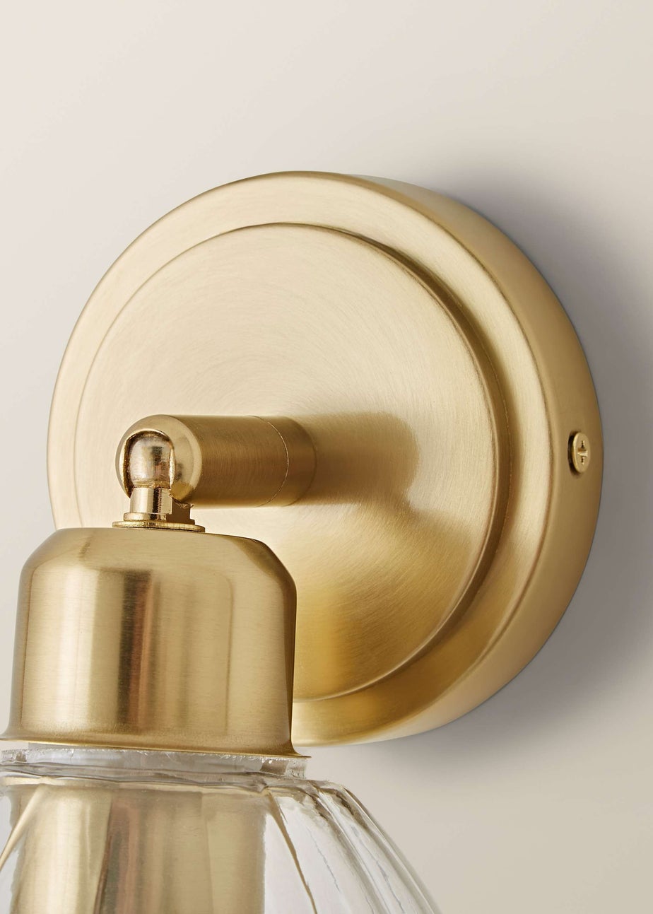 ValueLights Cheltenham Gold Adjustable Wall Spotlight Ribbed Shade