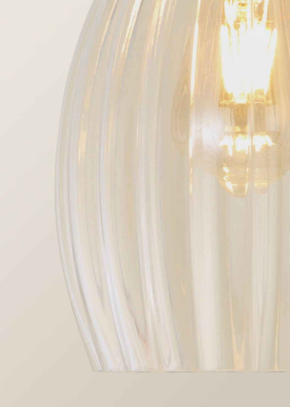 ValueLights Cheltenham Black Ceiling Pendant Light Ribbed Shade