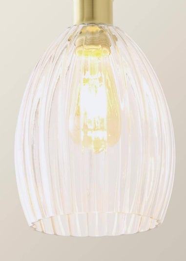 ValueLights Cheltenham Gold Ceiling Pendant Light Ribbed Shade
