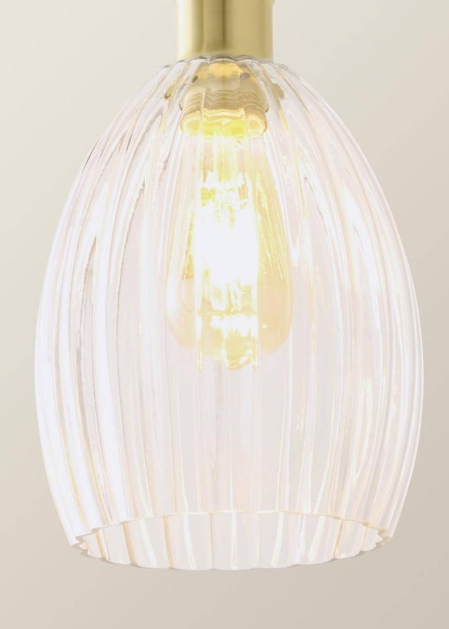 ValueLights Cheltenham Gold Ceiling Pendant Light Ribbed Shade