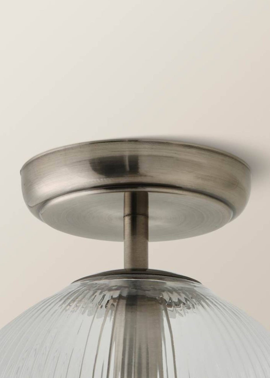 ValueLights Kempton Brushed Chrome Ceiling Light Ribbed Globe Shade