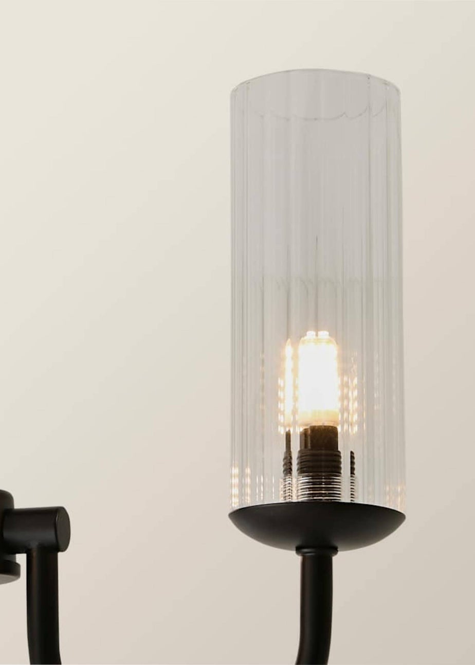 ValueLights Canya 3 Way Black Ceiling Light Clear Ribbed Shades