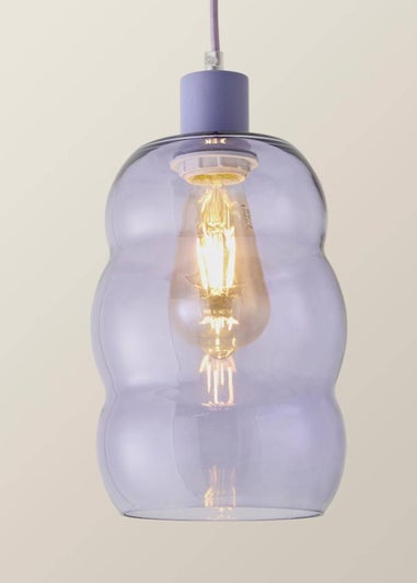 ValueLights Lolly Lilac Glass Bubble Pendant Ceiling Light