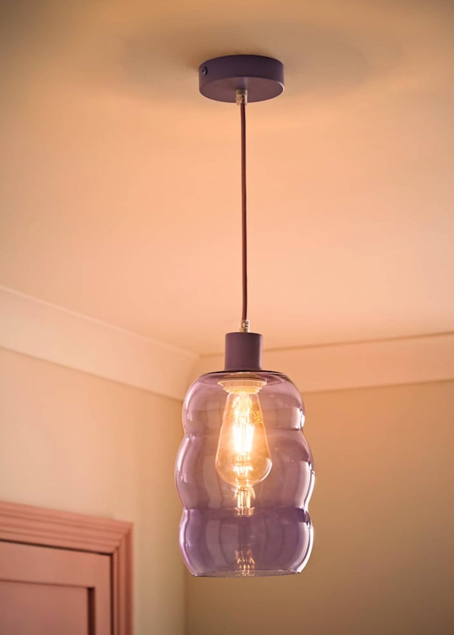 ValueLights Lolly Lilac Glass Bubble Pendant Ceiling Light