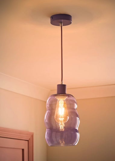 ValueLights Lolly Lilac Glass Bubble Pendant Ceiling Light