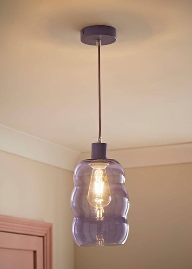 ValueLights Lolly Lilac Glass Bubble Pendant Ceiling Light