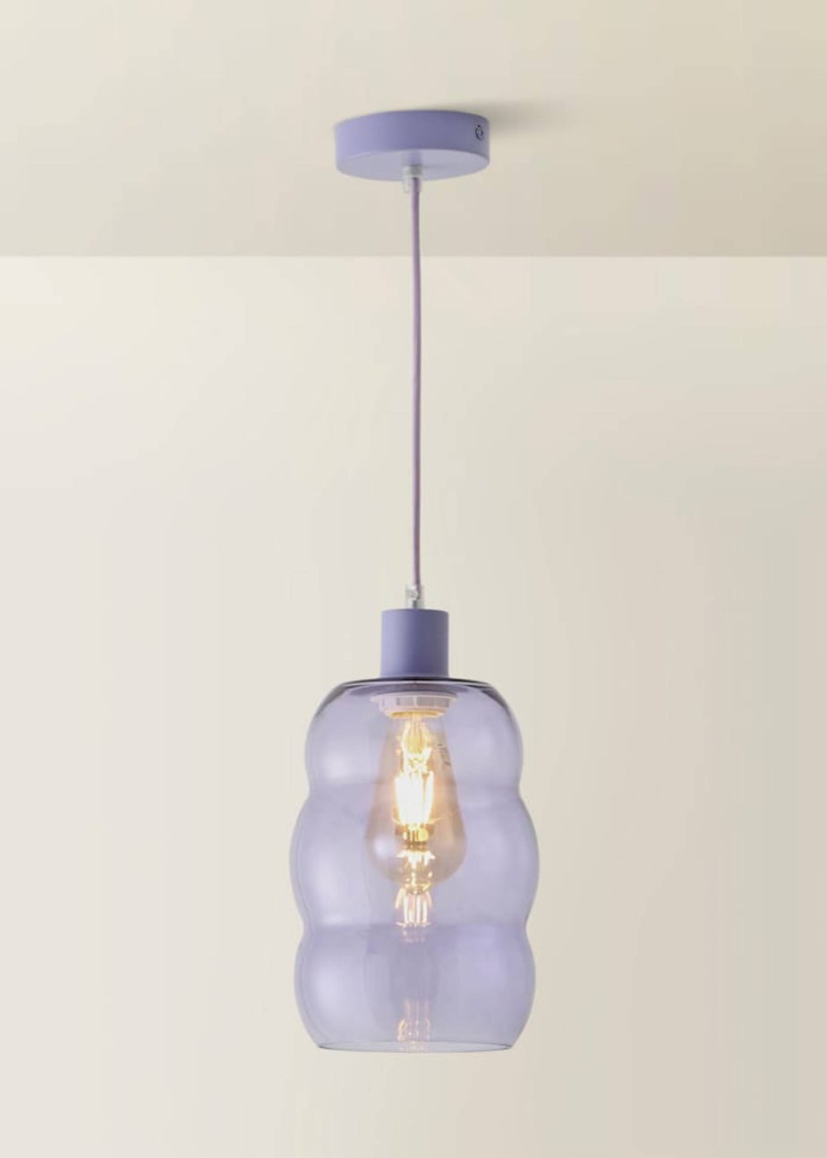 ValueLights Lolly Lilac Glass Bubble Pendant Ceiling Light