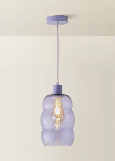 ValueLights Lolly Lilac Glass Bubble Pendant Ceiling Light