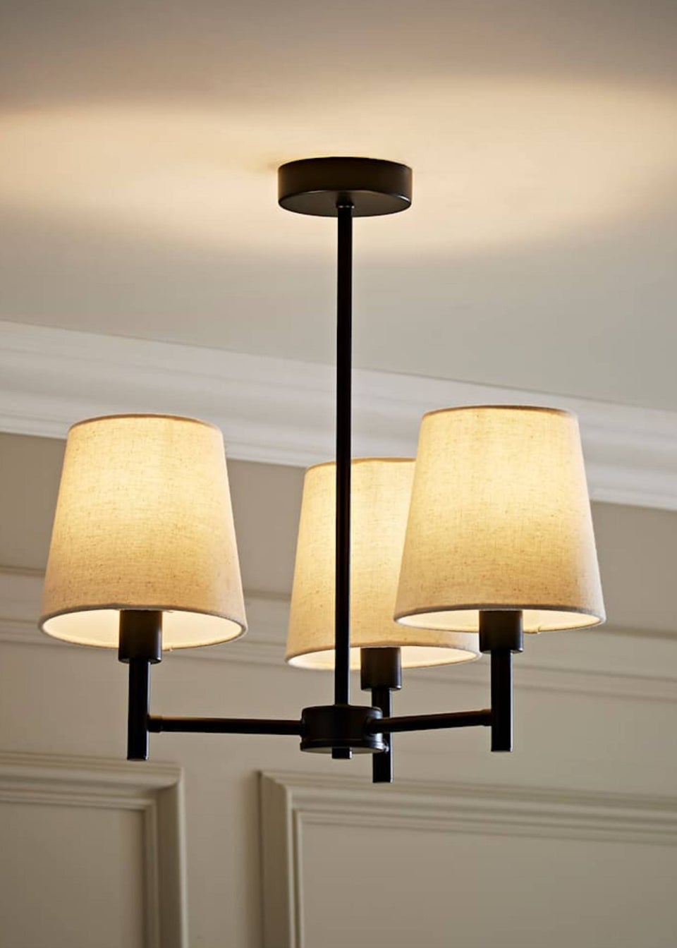 ValueLights Kincaid 3 Arm Black Chandelier Ceiling Light