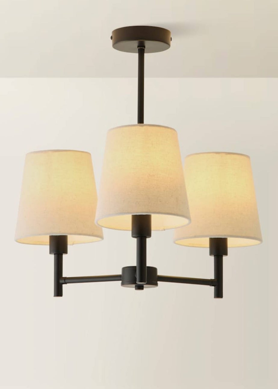 ValueLights Kincaid 3 Arm Black Chandelier Ceiling Light