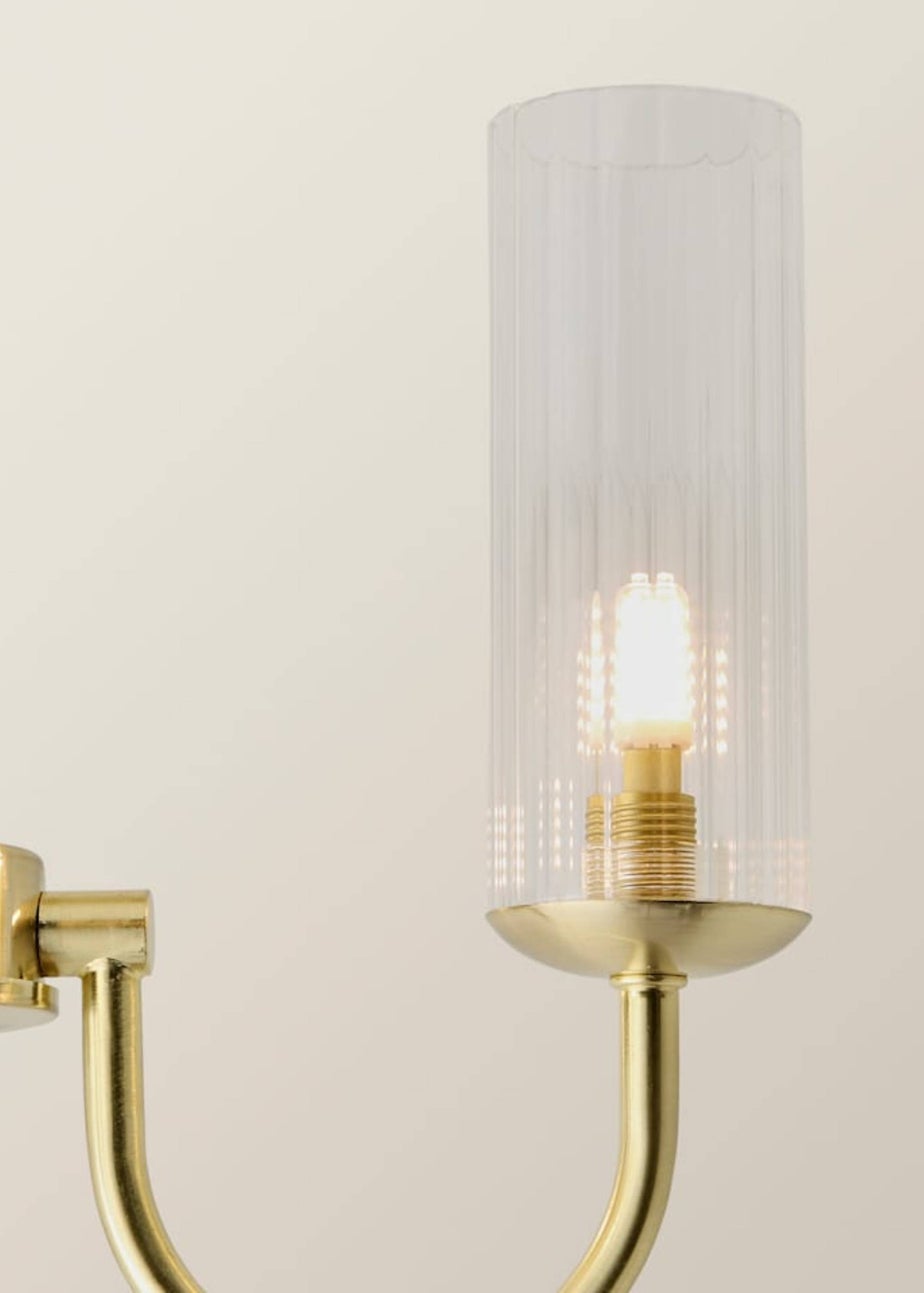 ValueLights Canya 3 Way Gold Ceiling Light Clear Ribbed Shades