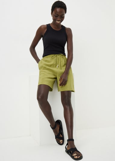 Olive Airflow Tied Shorts