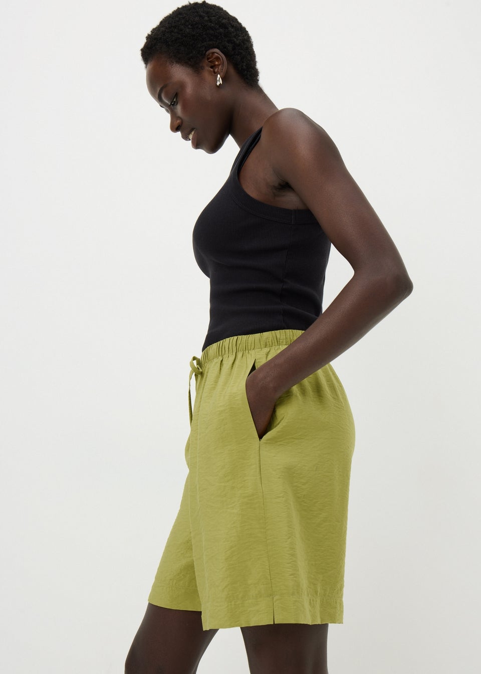 Olive Airflow Tied Shorts