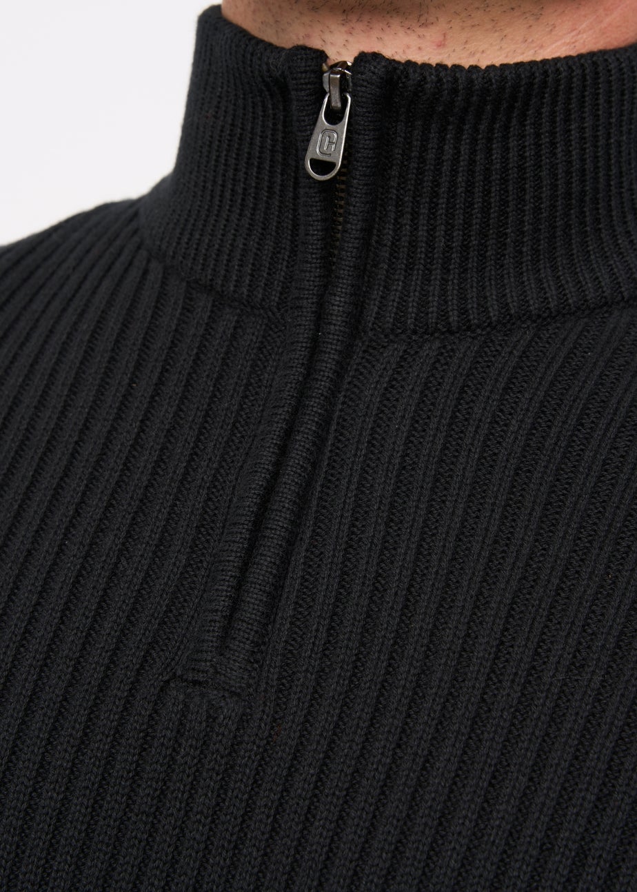 Crosshatch Black Havaline 1/4 Zip Knit