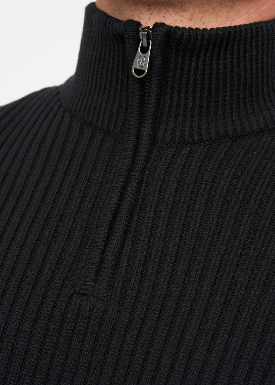 Crosshatch Black Havaline 1/4 Zip Knit