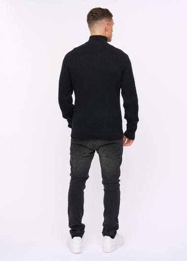 Crosshatch Black Havaline 1/4 Zip Knit