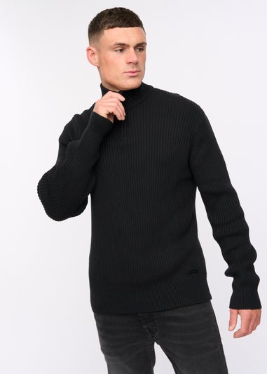 Crosshatch Black Havaline 1/4 Zip Knit