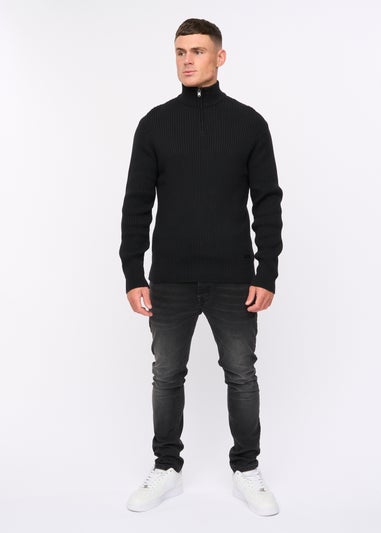Crosshatch Black Havaline 1/4 Zip Knit