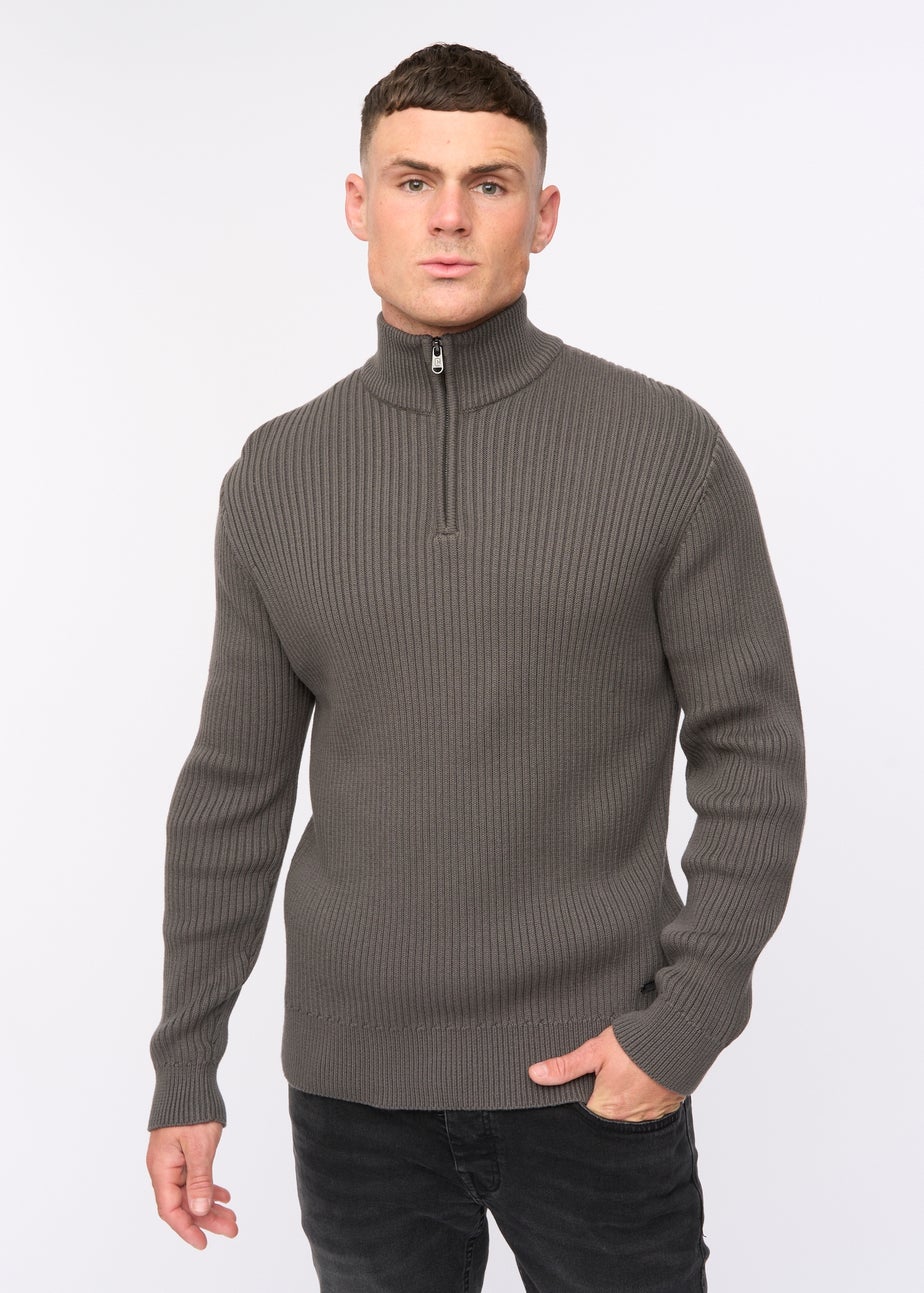 Crosshatch Charcoal Havaline 1/4 Zip Knit