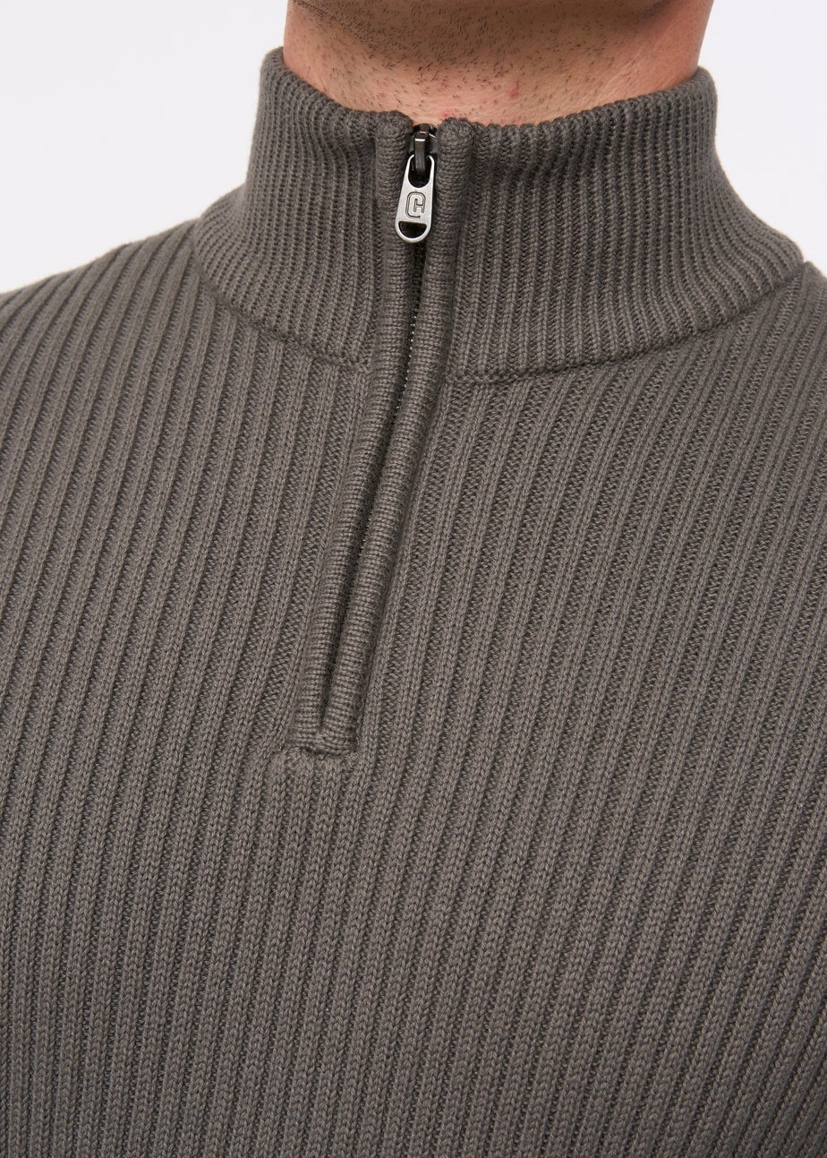 Crosshatch Charcoal Havaline 1/4 Zip Knit