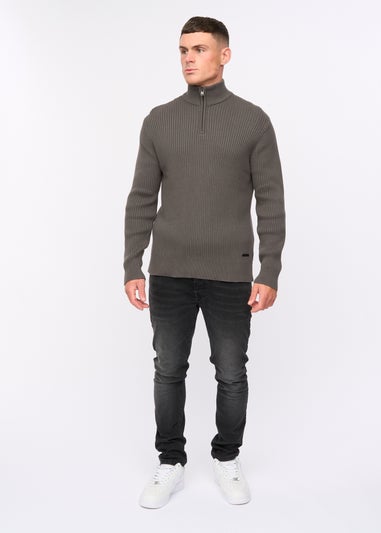 Crosshatch Charcoal Havaline 1/4 Zip Knit